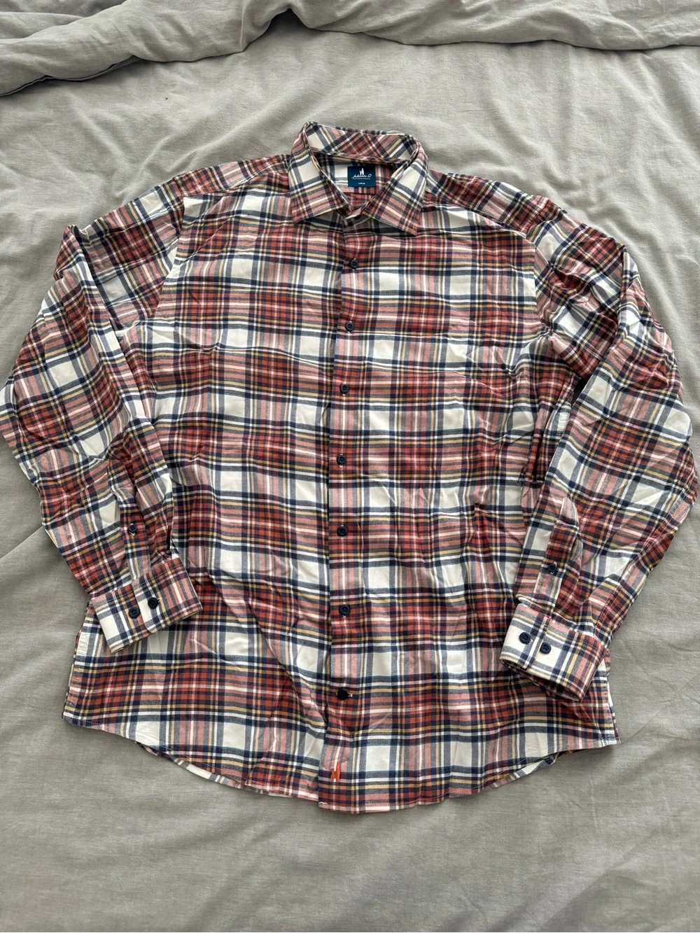 johnnie-O Hangin’ Out Knick Button Down Long Sleeve Men’s Plaid Shirt in Pumpkin